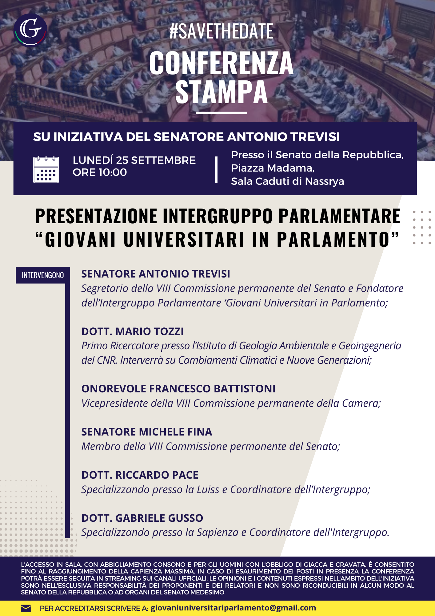 Presentazione intergruppo parlamentare “Giovani Universitari in Parlamento”
